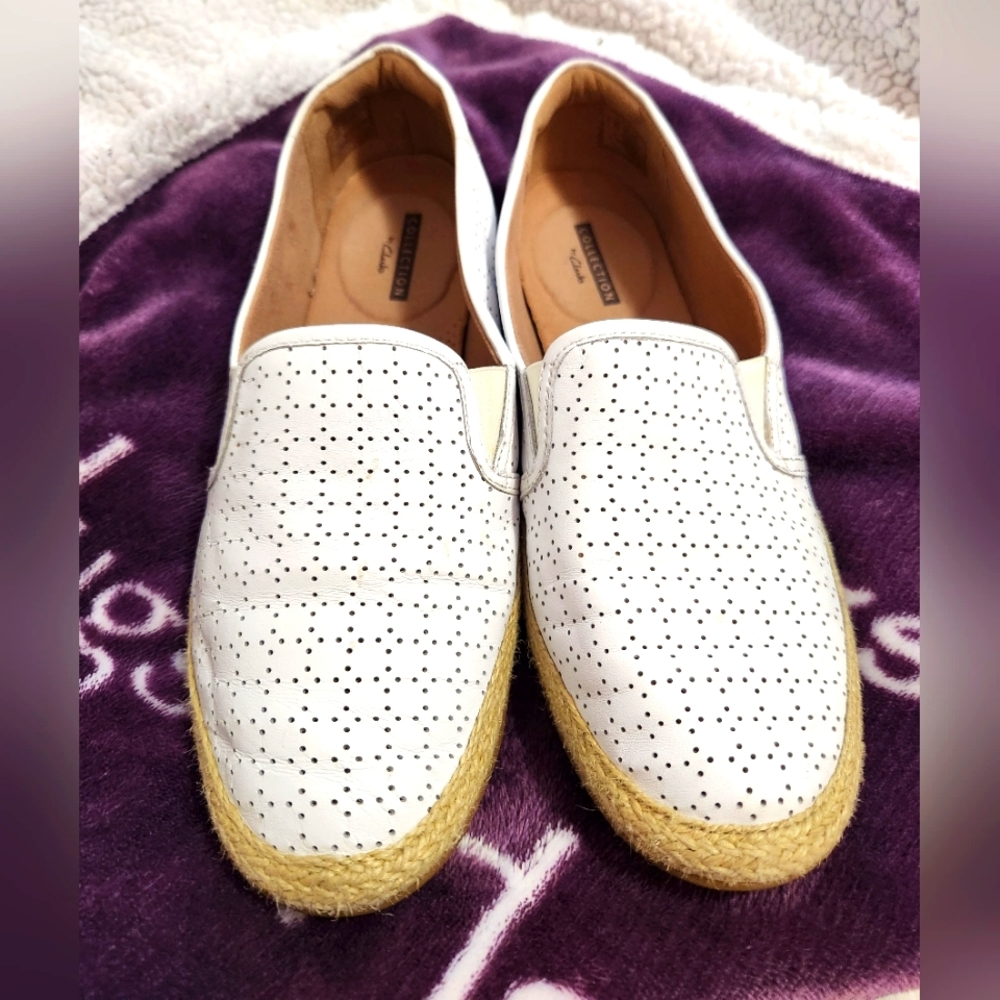 Womans white slip on Clarks